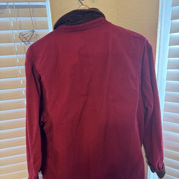 Lands' End Barn Coat Red with Flannel Plaid Lining - Picture 5 of 5